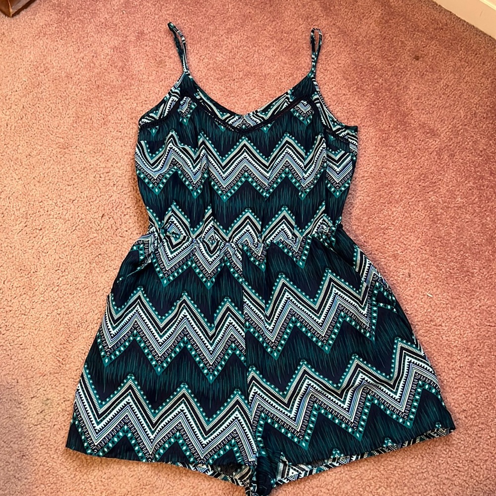 Blue printed romper